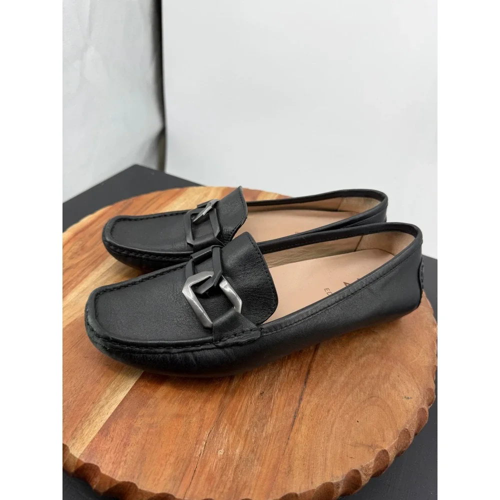 Naturalizer 27 Edit Hellen 2 Loafers Womens 6.5M Black Leather Chain‎ Link Flats